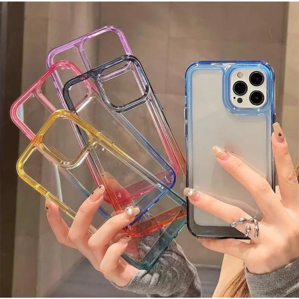 เคสใสไล่สีดำ-ส้ม ติดสติ๊กเกอร์เคลือบเรซิ่น
