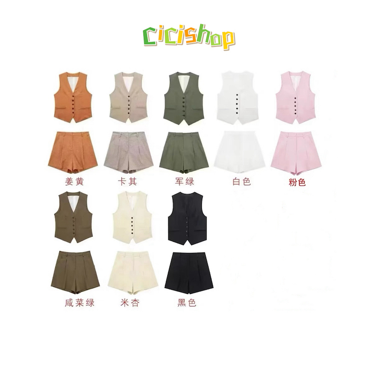 Cicishop(5102)ชุด Set เสื้อกั๊กแขนกุด+กางเกงขาสั้น ผ้าดีใส่สบาย ลุคสาวเท่ห์ควรมี ราคา ถูกที่สุด ดีลบีเคเค แกลเลอรีภาพที่ 9