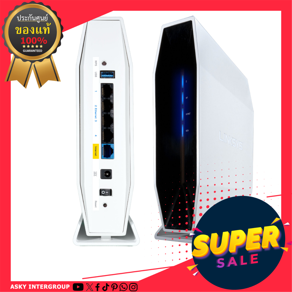 Linksys รุ่น E9450 Dual-Band AX5400 WiFi 6 รองรับการขยาย WiFi ด้วยเทคโนโลยี EasyMesh (E9450-AH)