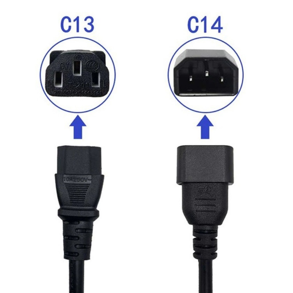 สายไฟ C13-C14 AC Power Male to Female ผู้-เมีย ความหนา3x1 mm ยาว1.8M/3M/5M(สายอย่างดี)