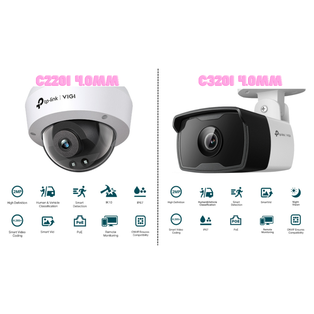 TP-Link VIGI 2MP IR Dome Network Camera C220i /VIGI 2MP Outdoor IR Bullet C320i 4.0mm กล้องวงจรปิด ท