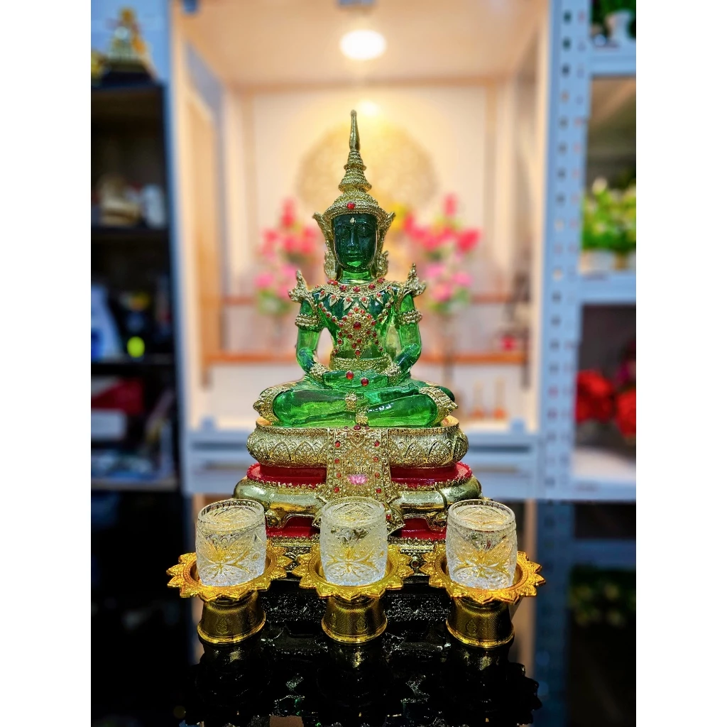 เซตแก้วถวายน้ำพระพร้อมพาน 3 ชุด 6 ชิ้น(แก้ว+พาน) มีหลายแบบ