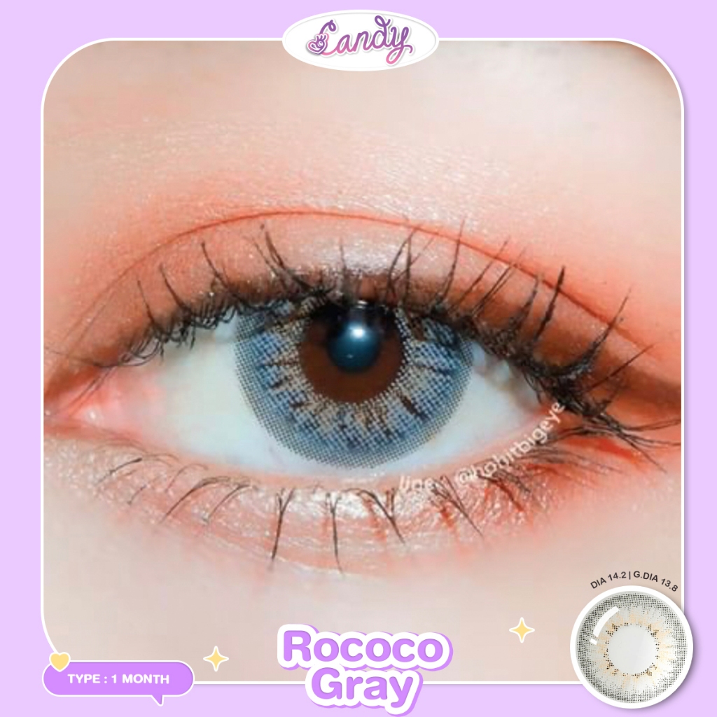 Candy lens คอนแทคเลนส์ Rococo gray พร้อมส่งแบบปกติและสายตาสั้น (สายตาที่มีในลิสกดสั่งได้เลยค่า)
