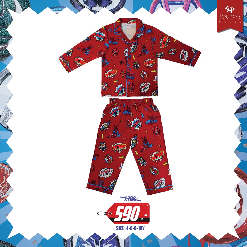 MARVEL SPIDERMAN : 015292  ชุดนอนเสื้อกางเกงเด็กผู้ชาย ลิขสิทธิ์แท้