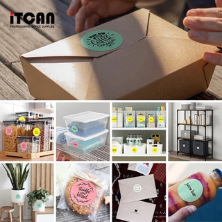 iTCAN กระดาษสติกเกอร์ สติ๊กเกอร์วงกลม 40x40mm. สติกเกอร์ลาเบล Thermal Sticker สำหรับติดตกแต่ง