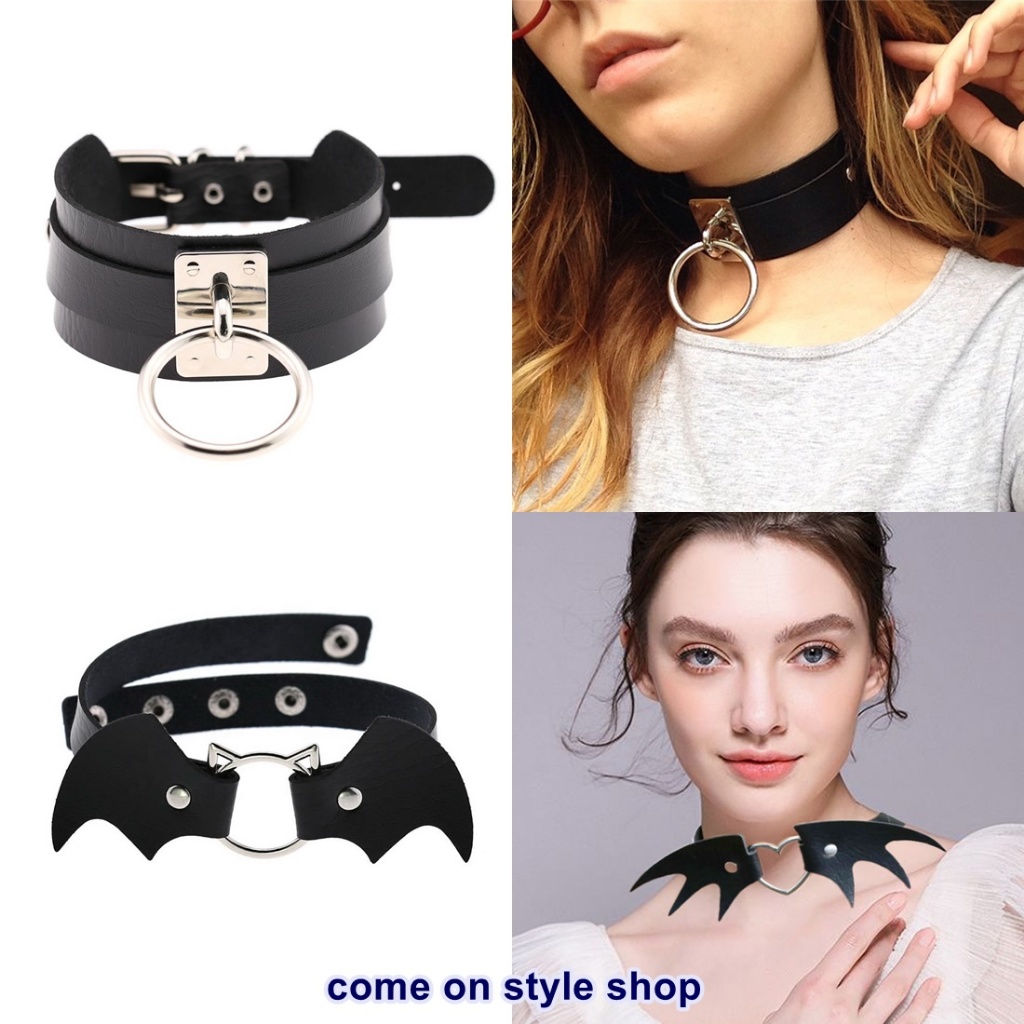 สร้อยคอโชคเกอร์ สายหนัง คล้องโซ่ พังค์ ร็อค มังงะ อะนิเมะ แนวโกธิค Punk Rock Hip Hop Leather Choker พร้อมส่งจากเมืองไทย