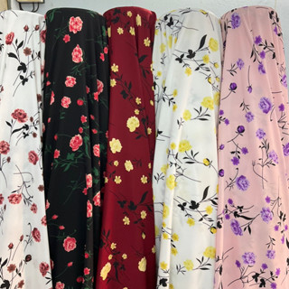 🎀ผ้าไหมอิตาลีหน้ากว้าง60นิ้ว🎀ลายกุหลาบโรซ่า หลาละ65บาท(1หลา=…