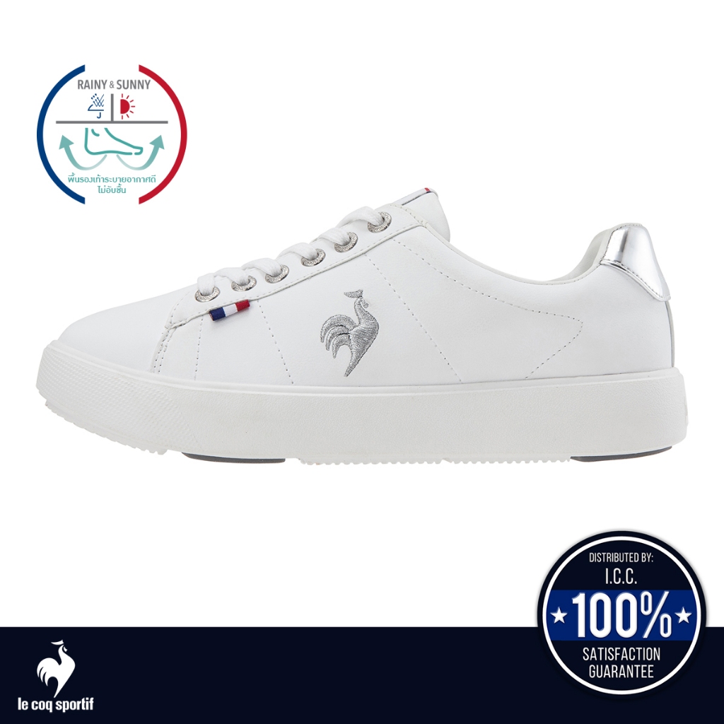 le coq sportif รองเท้าผู้หญิง รุ่น LCS FOURCHE PF สีขาว-เงิน(รองเท้าผ้าใบสีขาว, รองเท้าแฟชั่น, lecoq