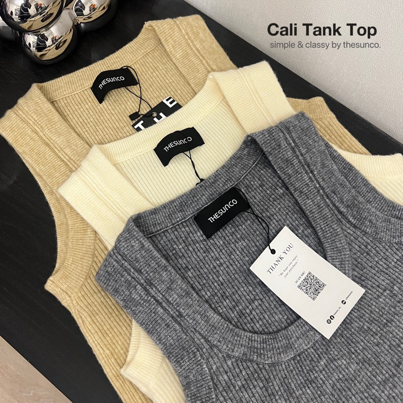 THESUNCO - Cali Tank Top เสื้อกล้ามผู้หญิง หนานุ่ม ยืดไม่ย้วย เก็บหุ่น