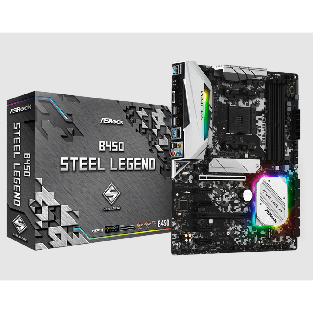 MAINBOARD (เมนบอร์ด) ASROCK B450 STEEL LEGEND (DDR4) (SOCKET AM4) มือสอง