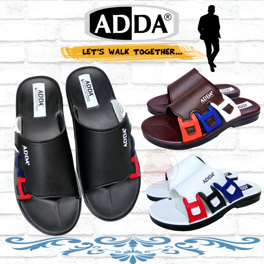 รองเท้าแตะผู้ชายแบบสวม รองเท้าแตะหนัง Adda 71K08