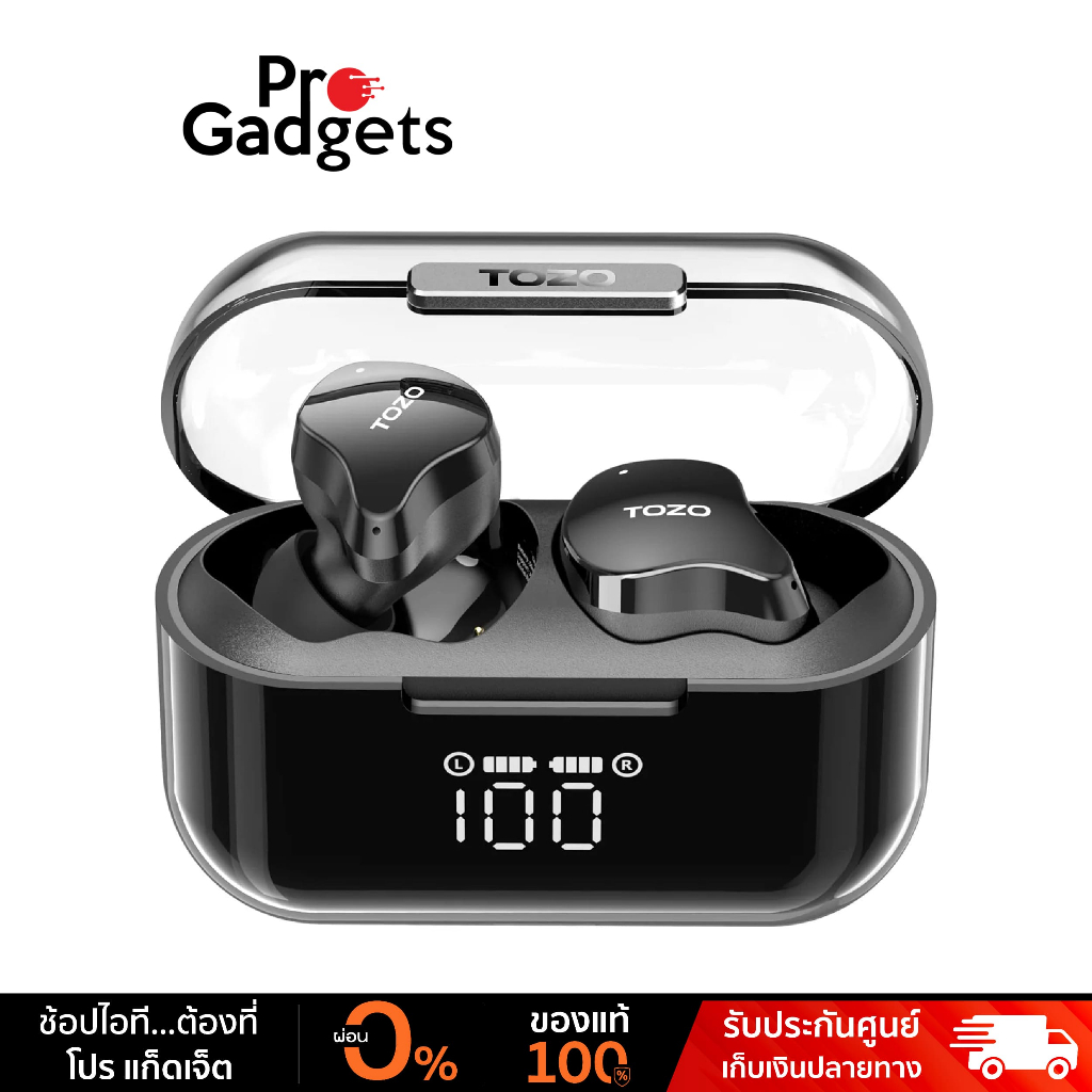 Tozo Crystal Buds True Wireless Earbuds Black หูฟังไร้สาย