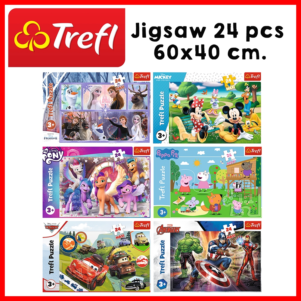 TREFL 24 Maxi Jigsaw จิ๊กซอว์ จิ๊กซอว์ การ์ตูน ดิสนี่ย์ ขนาดใหญ่ 24 ชิ้น Disney Marvel My Little Pon