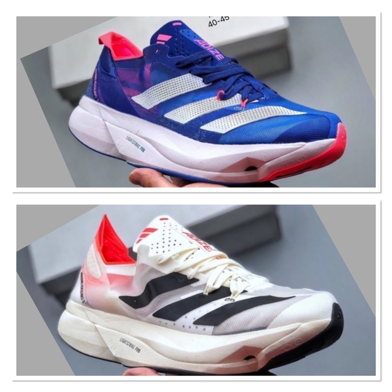 รองเท้าวิ่ง Adidas Adizero Adios Pro 3 Men’s Running Shoes (size40-45) White Blue รองเท้าวิ่ง ออกกำลังกาย
