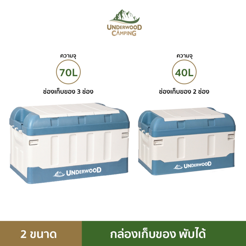 กล่องเก็บของ Underwood Camping สี White Blue กล่องเก็บของมีฝาปิด