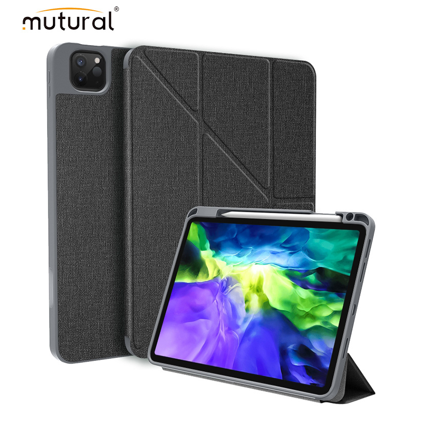 MUTURAL เคสฝาพับไอแพด iPad Pro 11 (2022/2021/2020) เคสไอแพด iPad Pro 11 M1 M2 Tri-fold Multi-Fold case สีดำ