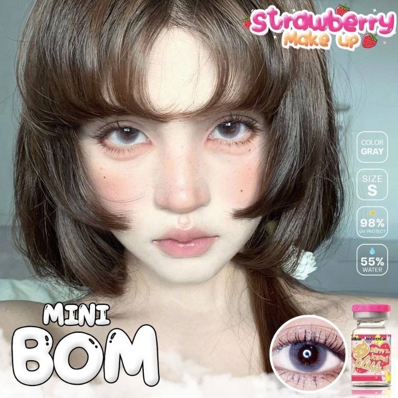 คอนแทคเลนส์ มี อย.ไทย ละมุน รุ่น Mini Bom สีเทา/ตาล Gray/Brown มีค่าสายตา (0.00)-(-10.00) รายเดือน