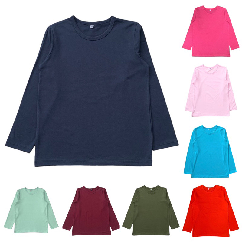เสื้อคอกลมเด็ก แขนยาว 8 สี เด็กชาย-หญิง อายุ 1-11 ปี ผ้าคอตตอน ผ้าไม่ขึ้นขน Long Sleeve T Shirt Kids