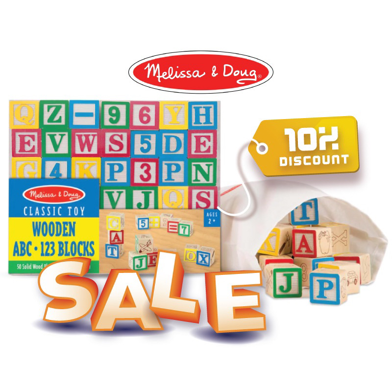 บล็อกไม้ ABC/123 50 ชิ้นพร้อมถุงผ้า (Wooden Alphabet ABC/123 Blocks)