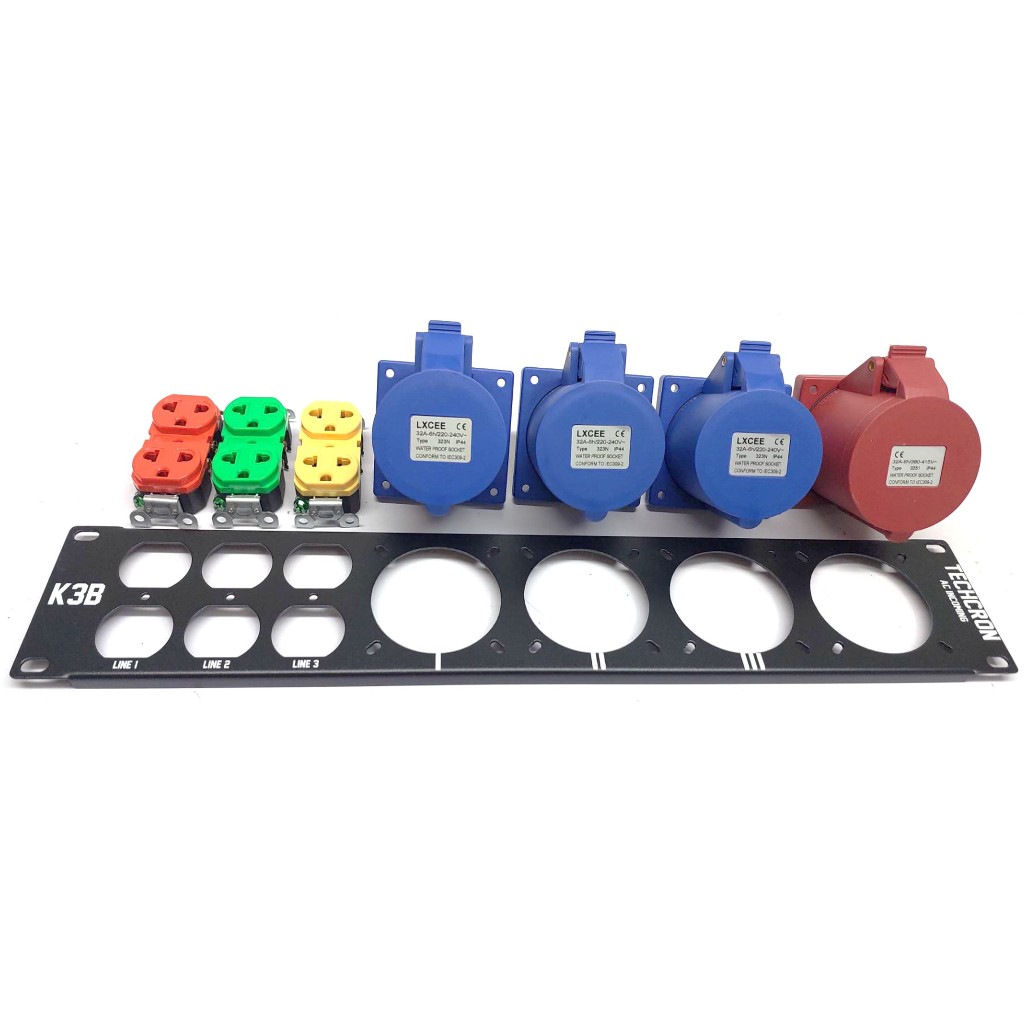 ปลั๊กไฟติดแร็คเอาท์พุต ประกอบเองรุ่น K3B 3 เฟส ชุดประกอบเอง ชุดเพลท 2U พร้อมอุปกรณ์ เพาเวอร์ปลั๊ก+เต