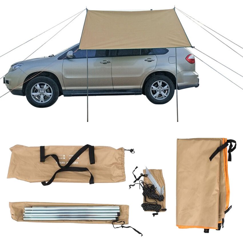300*150cmรถ Shelter Shade Campingด้านข้างด้านบนหลังคารถเต็นท์กันสาดกันน้ำ UV แบบพกพาเต็นท์แคมปิ้งรถยนต์หลังคาหลังคากันฝน