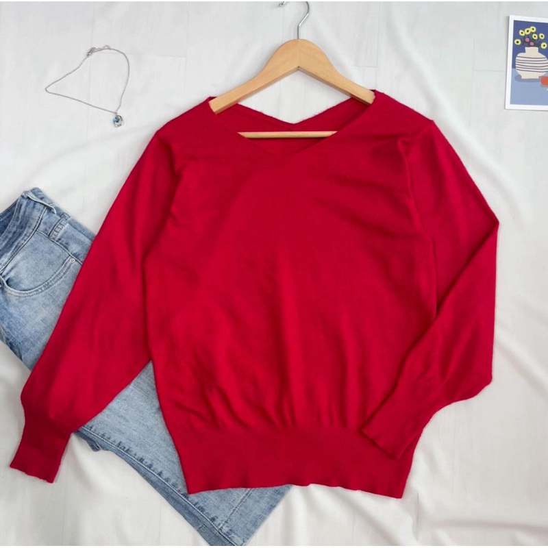 เสื้อไหมพรมแดงเข้มIEDIT