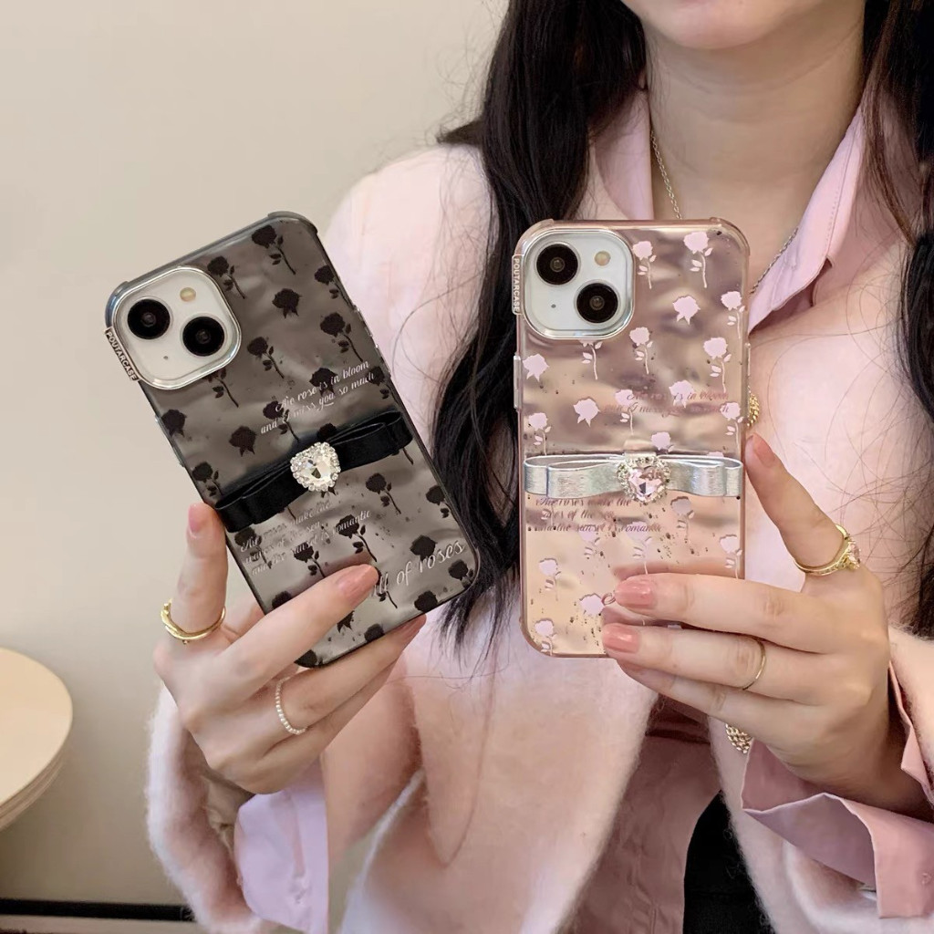 เคส สำหรับ ไอโฟน ซิลิโคน สินค้าพร้อมส่งจากไทย สำหรับ Iphone 15 Promax 14 13 12 11 Pro max เคสกุหลาบ+โบว์ TPU-S1324