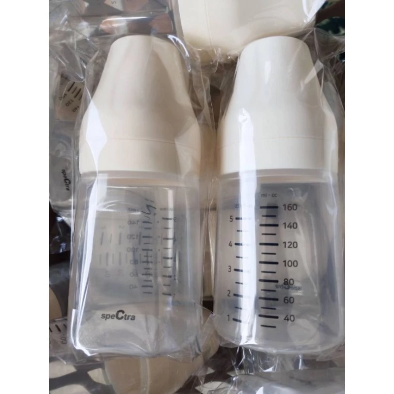 รุ่นใหม่​ ✔️ขวดขาวคอกว้าง สำหรับกรวยปั๊มนม Spectra และขวดเก็บน้ำนม (ขวดละ)