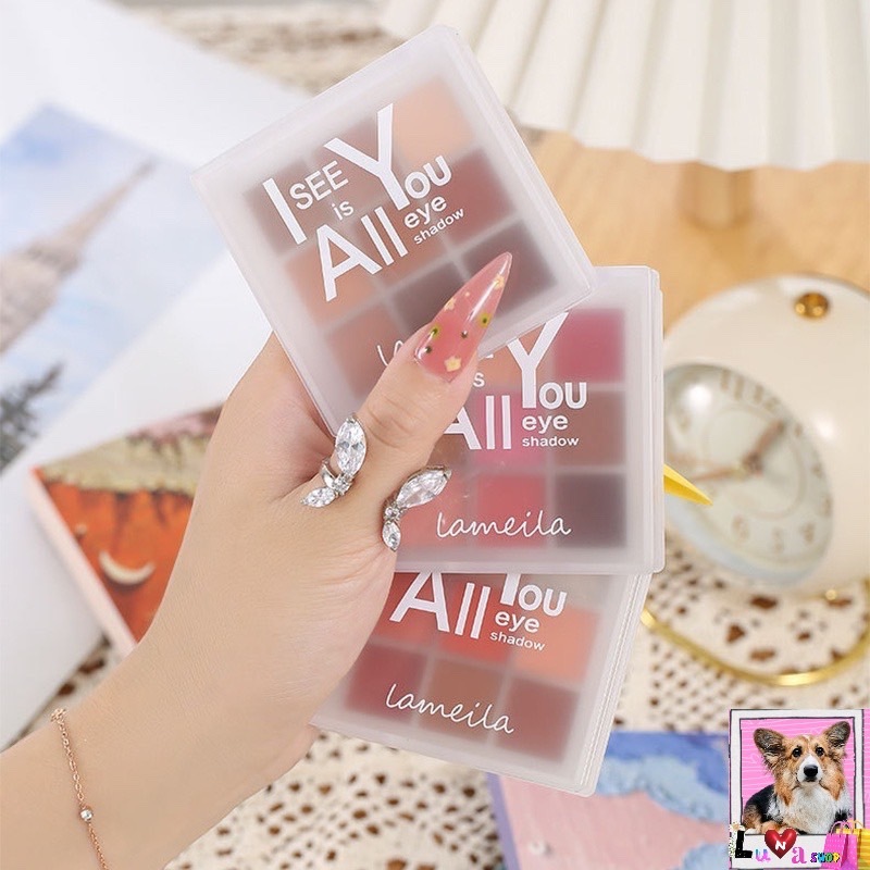 LAMEILAพาเลทอายแชโดว์9สี อายแชโดว์เก้าสี อายแชโดว์พาเลท 9ช่อง พาเลท พาเลทอายแชโดว์ อายแชโดว์กลิตเตอร์ กันน้ำ 9ช่อง