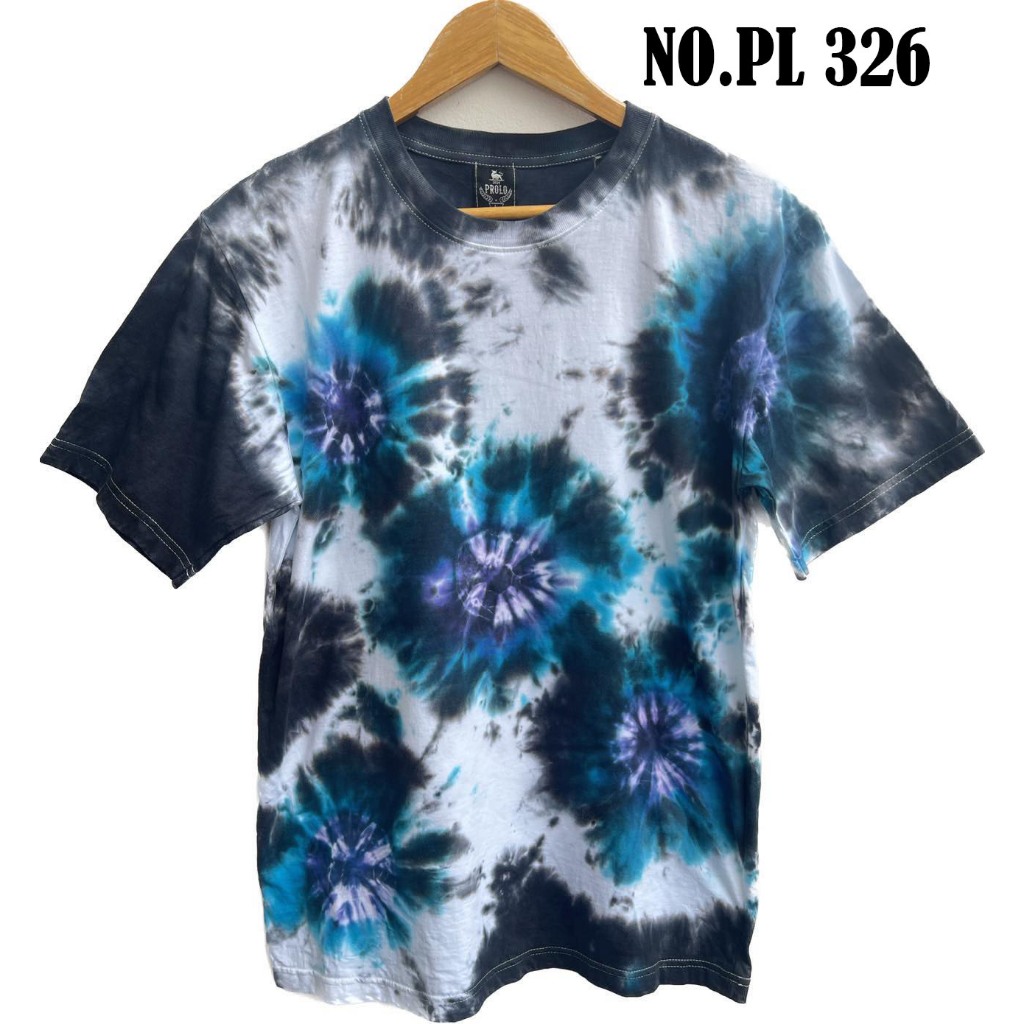 เสื้อมัดย้อมลายดอกไม้ม่วงฟ้าดำ – โปรปัง