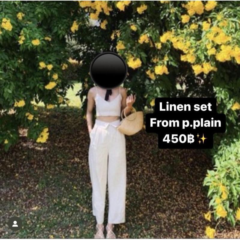 Linen set เสื้อ+กางเกง จากร้าน pplain ในไอจี