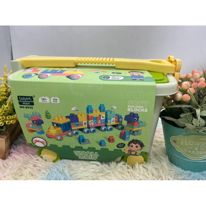 บล๊อคซิลิโคน 100ชิ้น size ใหญ่ พร้อมกล่องล้อลาก  diy building block ตัวต่อขนาดใหญ่ ตัวต่อยางนิ่ม บล๊อคตัวต่อขนาดใหญ่ ราคา ถูกที่สุด ดีลบีเคเค แกลเลอรีภาพที่ 9