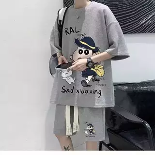 SH02 ชุดเซตขาสั้นผู้ชาย ES.SHOP28 ชุดผู้ชาย แฟชั่น สไตล์เกาหลี ผ้าวาฟเฟิล M-3XL