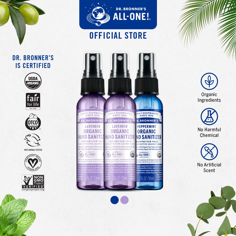 Dr.Bronner's Organic Hand Spray สเปรย์ทำความสะอาดมือ ฉีดปรับอาการ air freshener