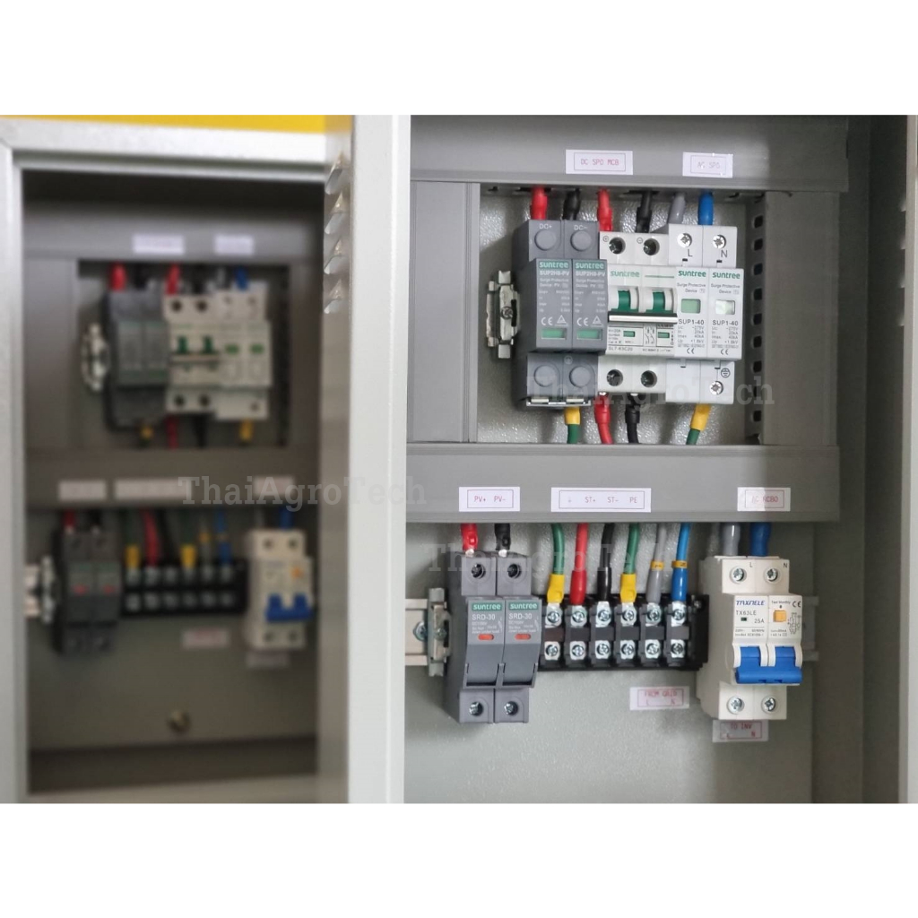 ตู้คอมบายเนอร์ AC-DC combiner (AC breaker RCBO หรือ MCB) ใช้กับงานติดตั้งระบบโซล่าเซลล์ แบบ 1 สตริง 