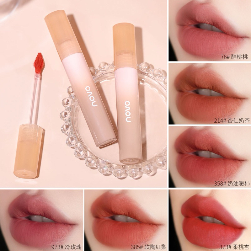 5999 (ใหม่/แท้) NOVO ลิปจุ่ม เนื้อกำมะหยี่ เวลเวทแมท ครีมมี่ นุ่มละมุนปาก สีชัด ติดทน กันน้ำ lip glaze