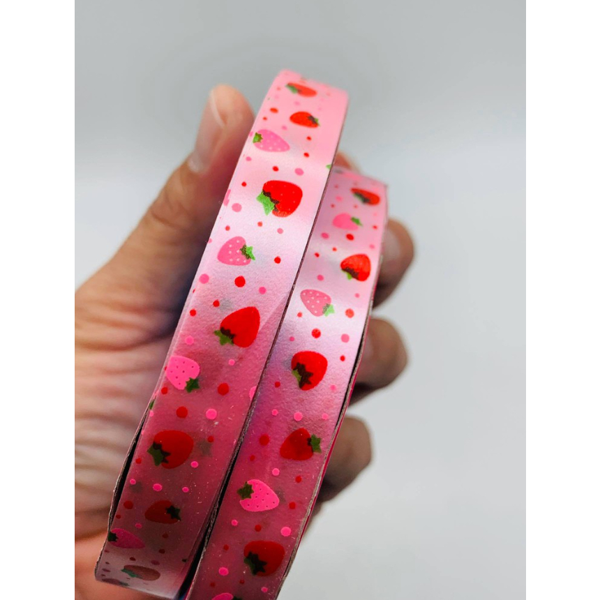 ริบบิ้นพับเหรียญลายสตอเบอรี่ (เบอร์ 2) จำนวน 10 ม้วน ราคา 160 บาท - รูปที่ 6
