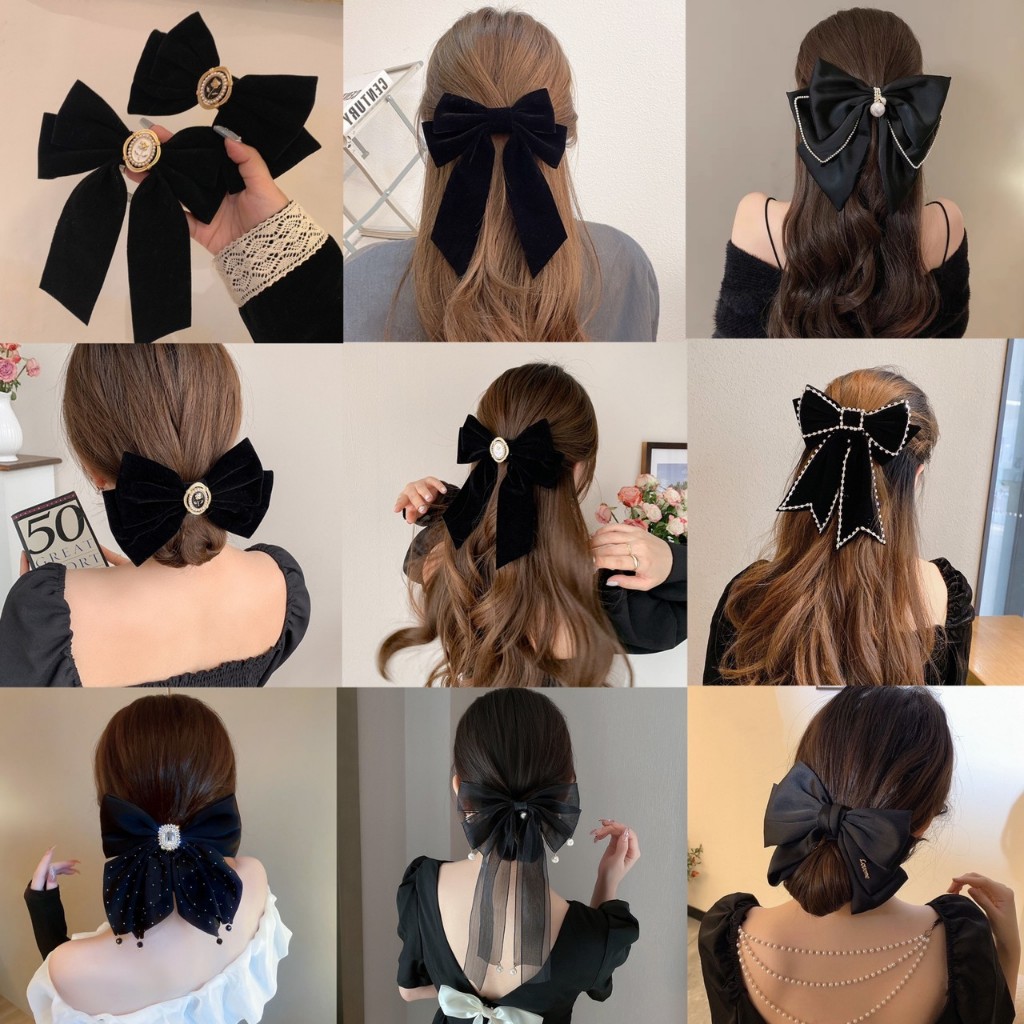 พร้อมส่ง🇹🇭 Black โบว์ติดผมสีดำ กิ๊บติดผม เครื่องประดับผมสีดำ โบดำ เครื่องประดับผม