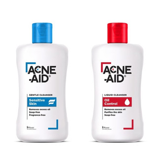 ดีมาก! สบู่เหลว รักษาสิว Acne Aid Gentle , Liquid Cleanser สีแดง สีฟ้า 100 ml.