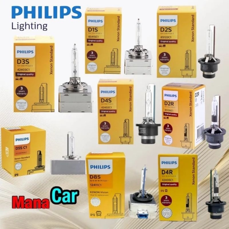หลอดไฟหน้า PHILIPS Xenon Standard / Xtreme vision 150% D2S D2R D4S D4R D1S D3S D5S D8S 4300K 4800K