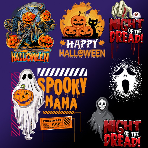 ตัวรีดติดเสื้อ 💀 ฮาโลวีน Happy Halloween FP004 👻🎃 เทศกาลปล่อยผี มีวิธีรีดให้