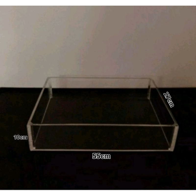 ถาดอะคริลิค แบบใส หนา3 มิล ขนาด55cm×27cm×10cm (กว้าง×ลึก×สูง)