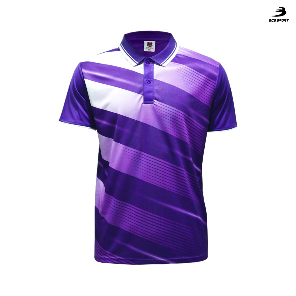 BCS SPORT เสื้อพิมพ์ลาย/กีฬา คอโปโล ปกสปอร์ต สีม่วง UNISEX เนื้อผ้า MICRO PLUS+ รหัสJ9012/J9014 POLO-NECK SUBLIMATION