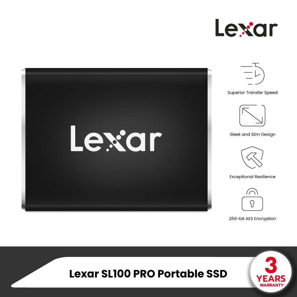 Lexar SL100 PRO 500GB Portable SSD USB 3.1 Type-C (เอสเอสดีพกพา) Read 1050 Write 900 MB/s (LSL100P-5