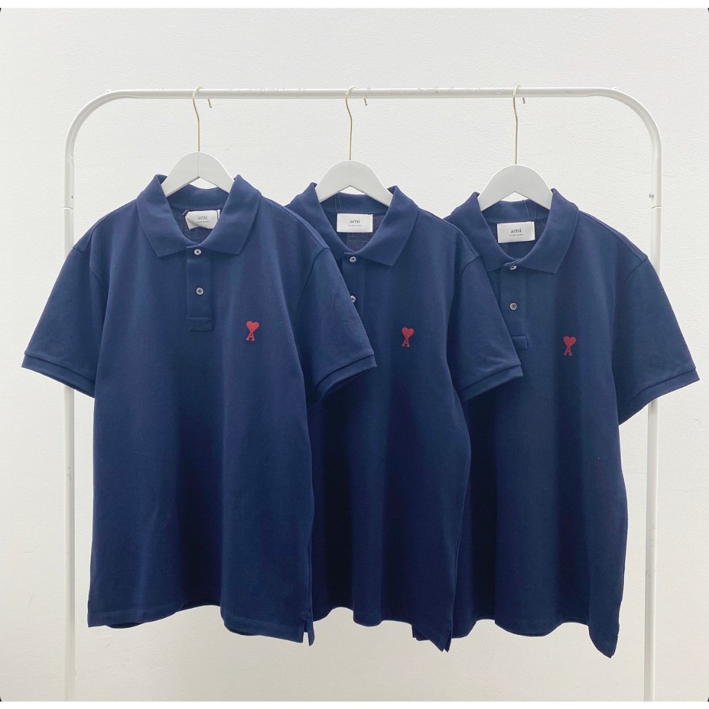 Ami Paris Polo Shirt (Navy)
