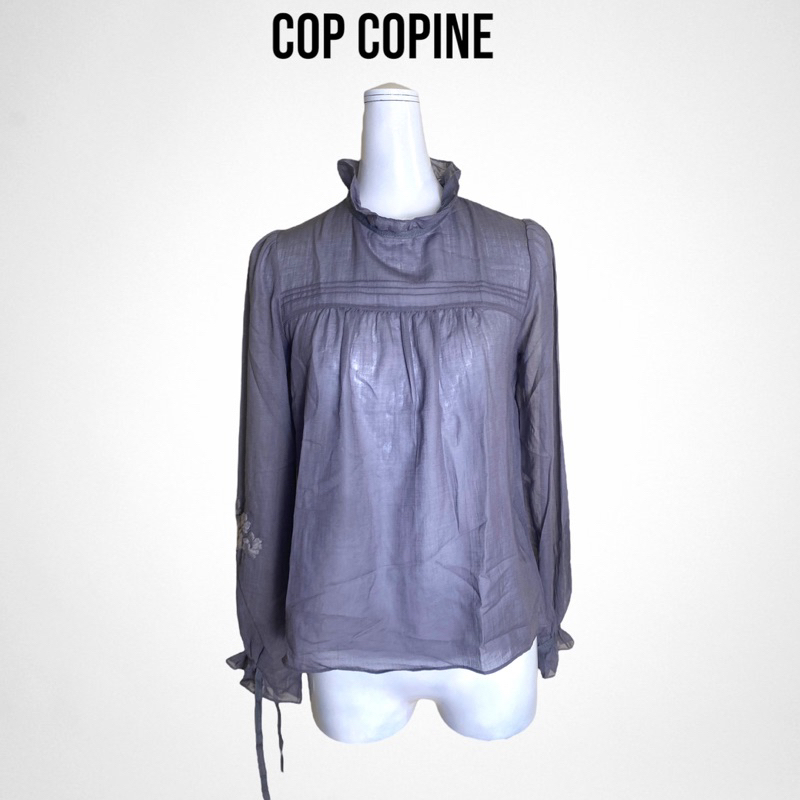Cop Copine เสื้อแขนยาวผ้าคอตตอลผ้าบางสีเทา