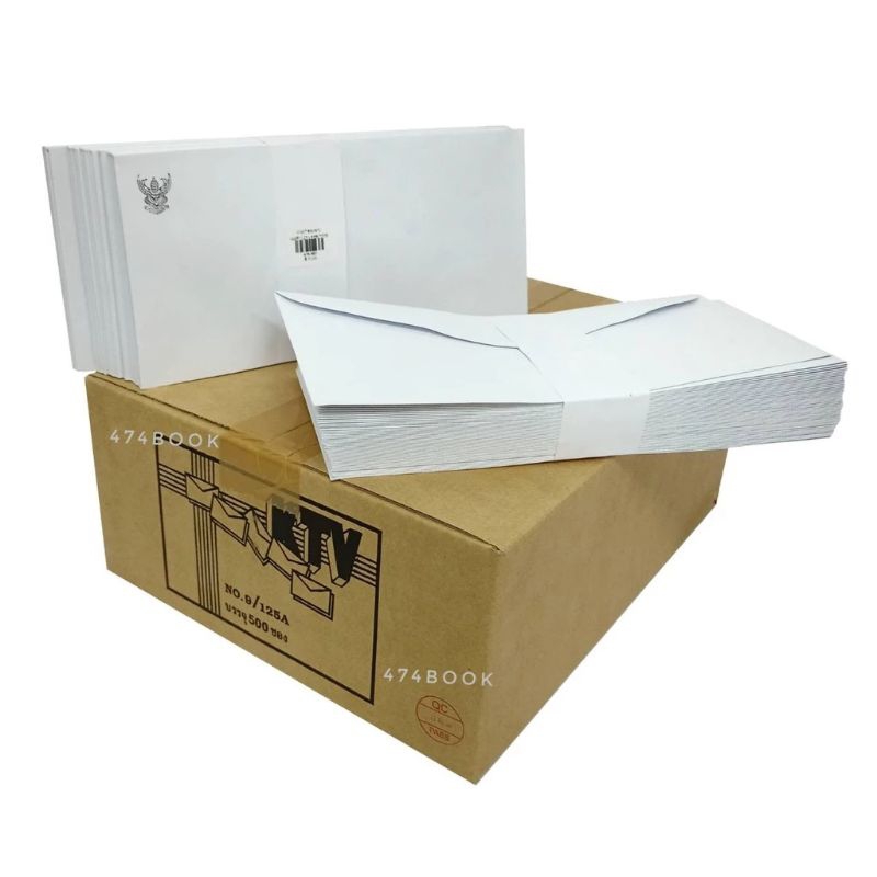 ยกลัง!! ซองขาว ซองขาวยาวพับ 4 มีครุฑ-ไม่มีครุฑ เบอร์9/125A (500ซอง/ลัง)
