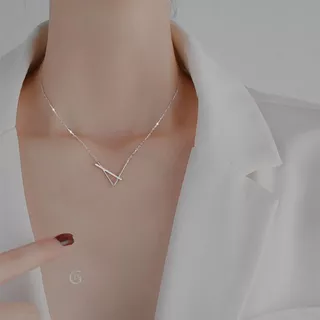 GLAMOR✨สร้อยคอเงินแท้ Geometric V สร้อยเงินแท้ สร้อยแฟชั่น สร้อยคอตัว V ของขวัญให้แฟน สร้อยคอเพชร