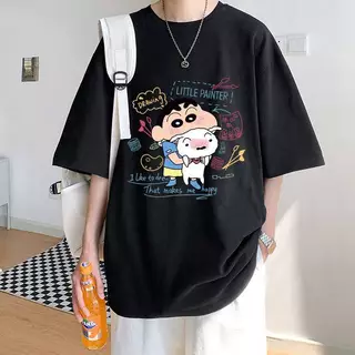 เสื้อยืดแขนสั้นคอกลม เสื้อคู่รัก สกรีนลายน่ารัก ชายหญิง ES60 ชินจัง
