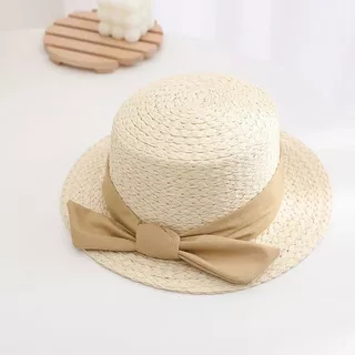 YLW SHOP หมวกสานทรงคัพเค้ก ตกแต่งด้วยโบว์น่ารักๆพร้อมส่งจากไทย A094